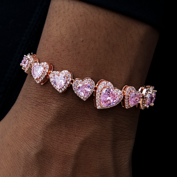 Pulsera de racimo de corazón con pavé de diamantes - Oro rosa