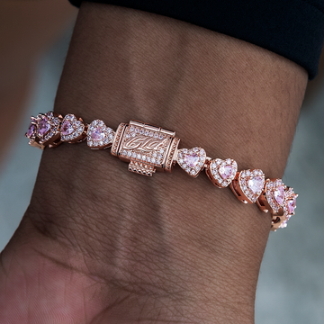 Pulsera de racimo de corazón con pavé de diamantes - Oro rosa