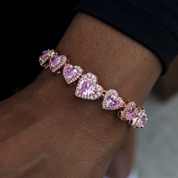 Pulsera de racimo de corazón con pavé de diamantes - Oro rosa