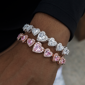 Pulsera de racimo de corazón con pavé de diamantes - Oro rosa