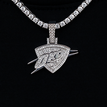 Oklahoma City Thunder OKC Official NBA Micro Logo Pendant in White Gold