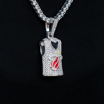 Miami Heat Official NBA Jersey Pendant - White Gold