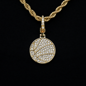 Pave Basketball Clip On Pendant in Yellow Gold