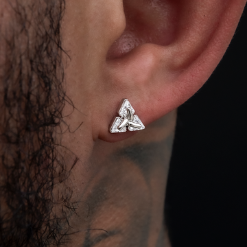 Pendientes de botón Triángulo de Diamantes - Oro Blanco
