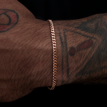 Pulsera Micro Cubana de Oro Rosa - 3 mm