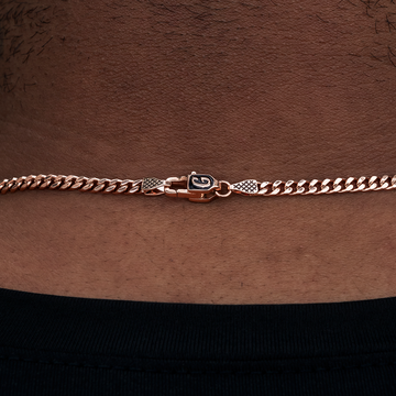 Cadena cubana micro de oro rosa - 3 mm