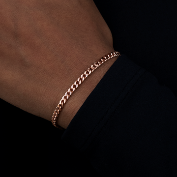 Pulsera Micro Cubana de Oro Rosa - 3 mm