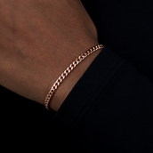 Pulsera Micro Cubana de Oro Rosa - 3 mm