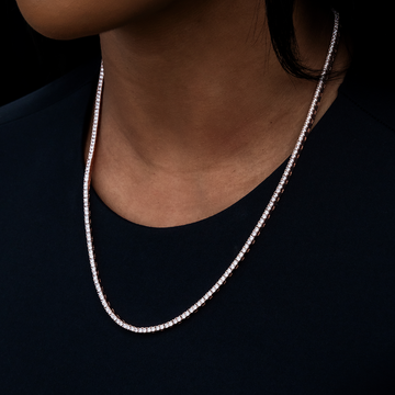 Gargantilla de tenis con diamantes en oro rosa - 2 mm