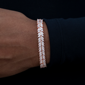 Pulsera de Espiga Helada en Oro Rosa - 7mm