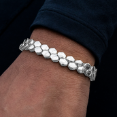Pulsera de eslabones planos de serpiente en oro blanco de 4 mm