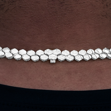 Flat Snake Link Chain in White Gold-4mm