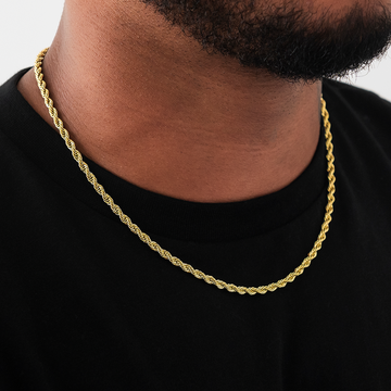 Cadena de Cuerda en Oro Amarillo - 2mm