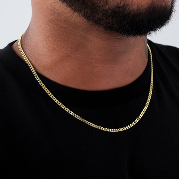 Cadena cubana micro en oro amarillo - 3 mm