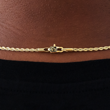 Cadena de Cuerda en Oro Amarillo - 2mm