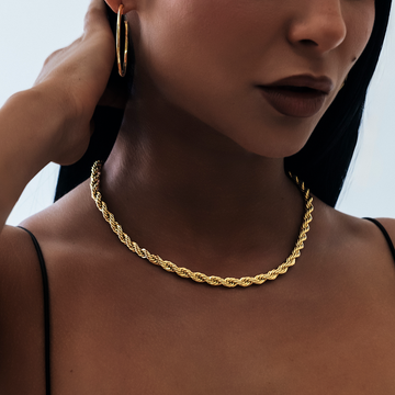 Collar de cadena de cuerda en oro amarillo - 6 mm