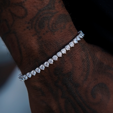 Pulsera de tenis de oro blanco con 3 puntas