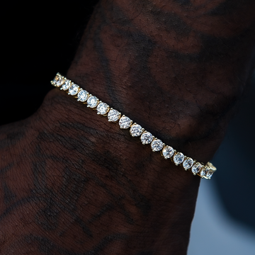 Pulsera de tenis de 3 puntas en oro amarillo