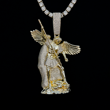 Extra Large Saint Michael Pendant in Yellow Gold