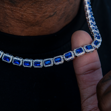 Sapphire Cushion Cut Tennis Chain in White Gold - 7mm
