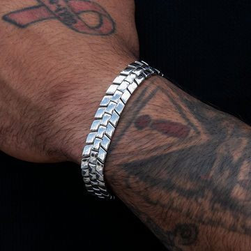 Pulsera Cadena Eslabones 12MM - Oro Blanco