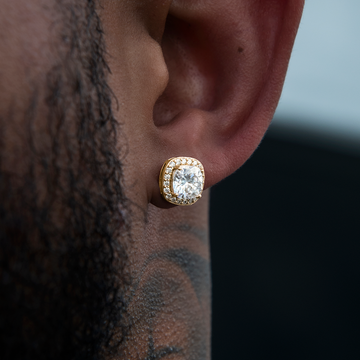 Pendientes de Moissanita Corte Cojín en Vermeil de Oro Amarillo