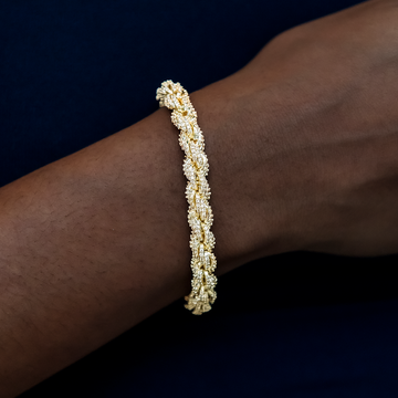 Pulsera de cadena de cuerda de oro amarillo con diamantes - 8 mm