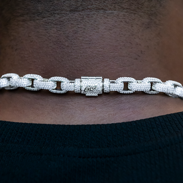 Diamond Box Link Chain in White Gold- 9mm
