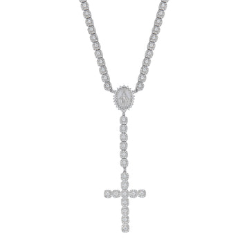 Moissanite Micro Clustered Rosary Chain in Sterling Silver
