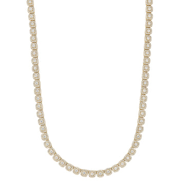 Collar de tenis de moissanita agrupada de 6 mm para hombre en vermeil de oro amarillo