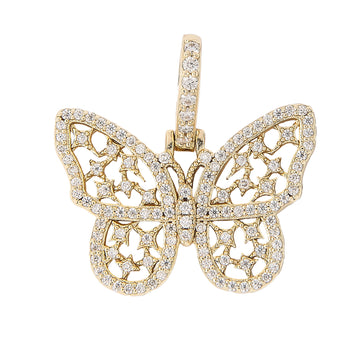 Colgante pequeño de mariposa de moissanita de mujer en vermeil de oro amarillo