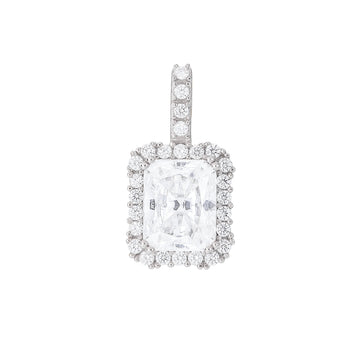 Moissanite Micro Diamond Stone Pendant in Sterling Silver
