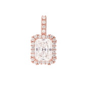 Women's Moissanite Micro Diamond Stone Pendant in Rose Gold Vermeil