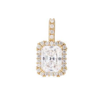 Women's Moissanite Micro Diamond Stone Pendant in Yellow Gold Vermeil