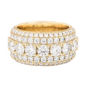 Anillo de banda de 5 capas con moissanita para mujer en vermeil de oro amarillo