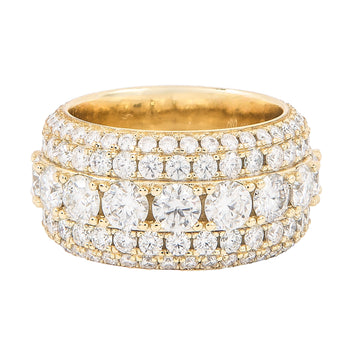 Anillo de banda de diamantes de moissanita de 5 capas para hombre en vermeil de oro amarillo