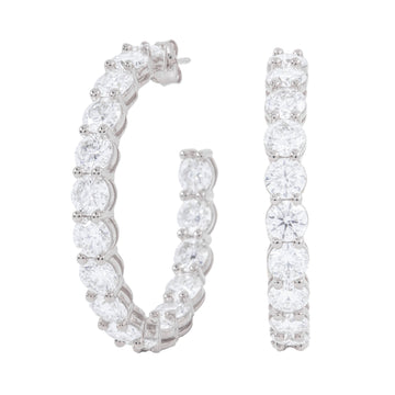 4MM Moissanite Eternity Hoop Earrings in Sterling Silver