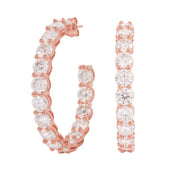 Pendientes de aro de eternidad de moissanita de 4 mm en vermeil de oro rosa