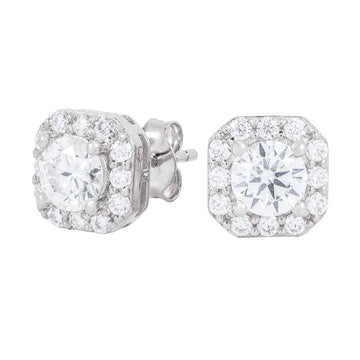 Micro Clustered Moissanite Earrings in White Gold Vermeil