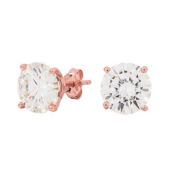 Pendientes de tuerca de moissanita con corte redondo de 8 mm en vermeil de oro rosa