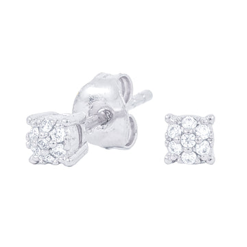 3MM Pave Round Moissanite Stud Earrings in Sterling Silver