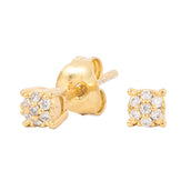 3MM Pave Round Moissanite Stud Earrings in Yellow Gold Vermeil
