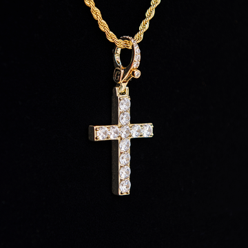 Diamond Cross Clip On Pendant in Yellow Gold