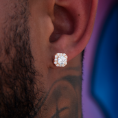 Pendientes GLD de diamantes microagrupados - Oro rosa