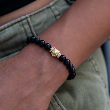 Pulsera de cuentas de oso en oro amarillo