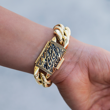 Pulsera Cuban Link distintiva en oro amarillo - 19 mm