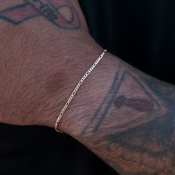 Pulsera Figaro en oro rosa - 2 mm