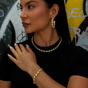 Conjunto de Collar, Pulsera y Aros Valentina en Oro Amarillo