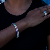 Pulsera de Baguettes Arcoíris Helados + Anillo de Baguettes Arcoíris Helados en Oro Blanco