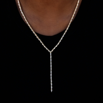 Diamond Marquise Stone Lariat Necklace in Yellow Gold